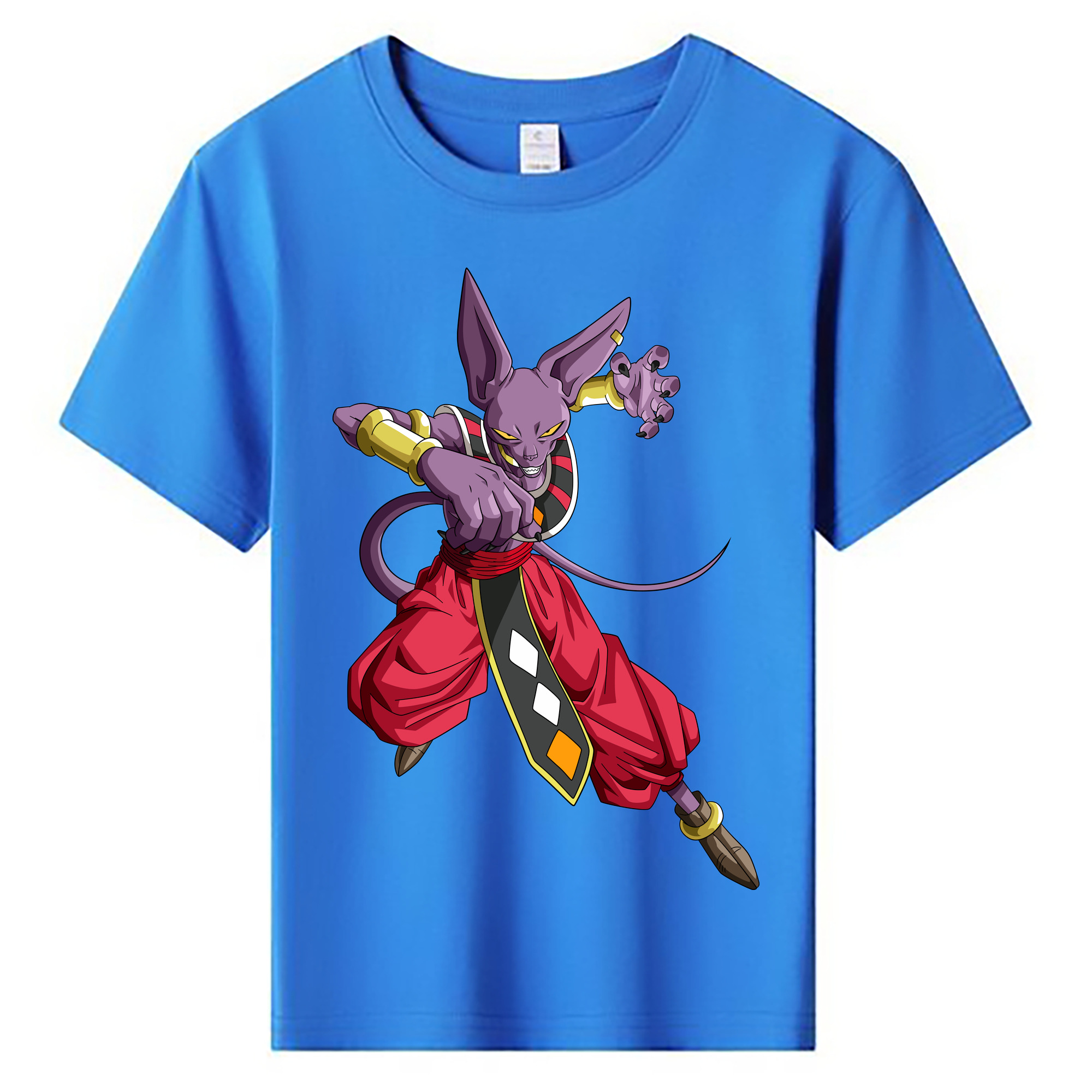 （画像用） ドラゴンボール ビルス 破壊神ビルス DRAGON BALL Beerus Birusu 綿100％キッズTシャツ（フロントプリント）